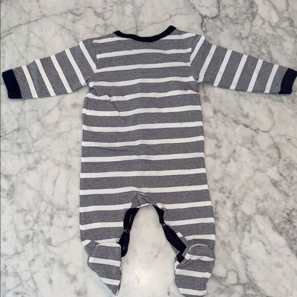 Coccoli Striped Gray, White & Blue Footie - Picture 2 of 4